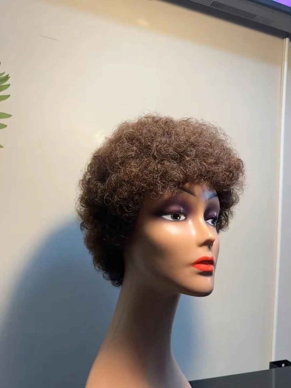 wig Brown Afro  curly humen  hair 100% 6inche